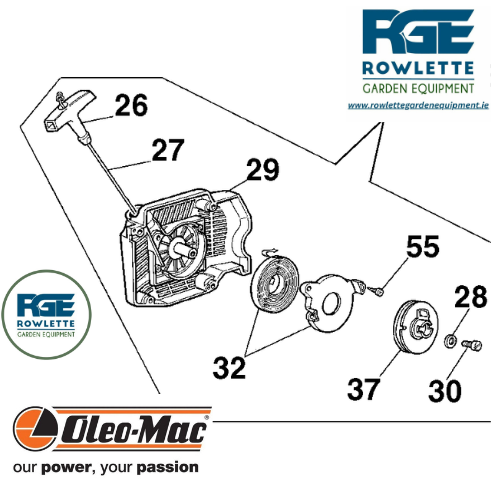 Genuine Oleo Mac Starter Cover Complete 956 962