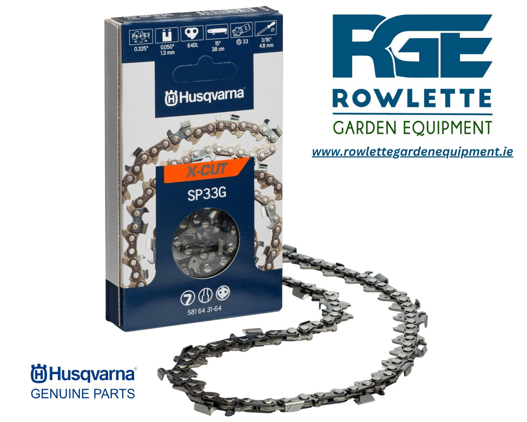 Husqvarna X-Cut Semi-Chisel Chain .325", 1.3 mm, 72 drive links