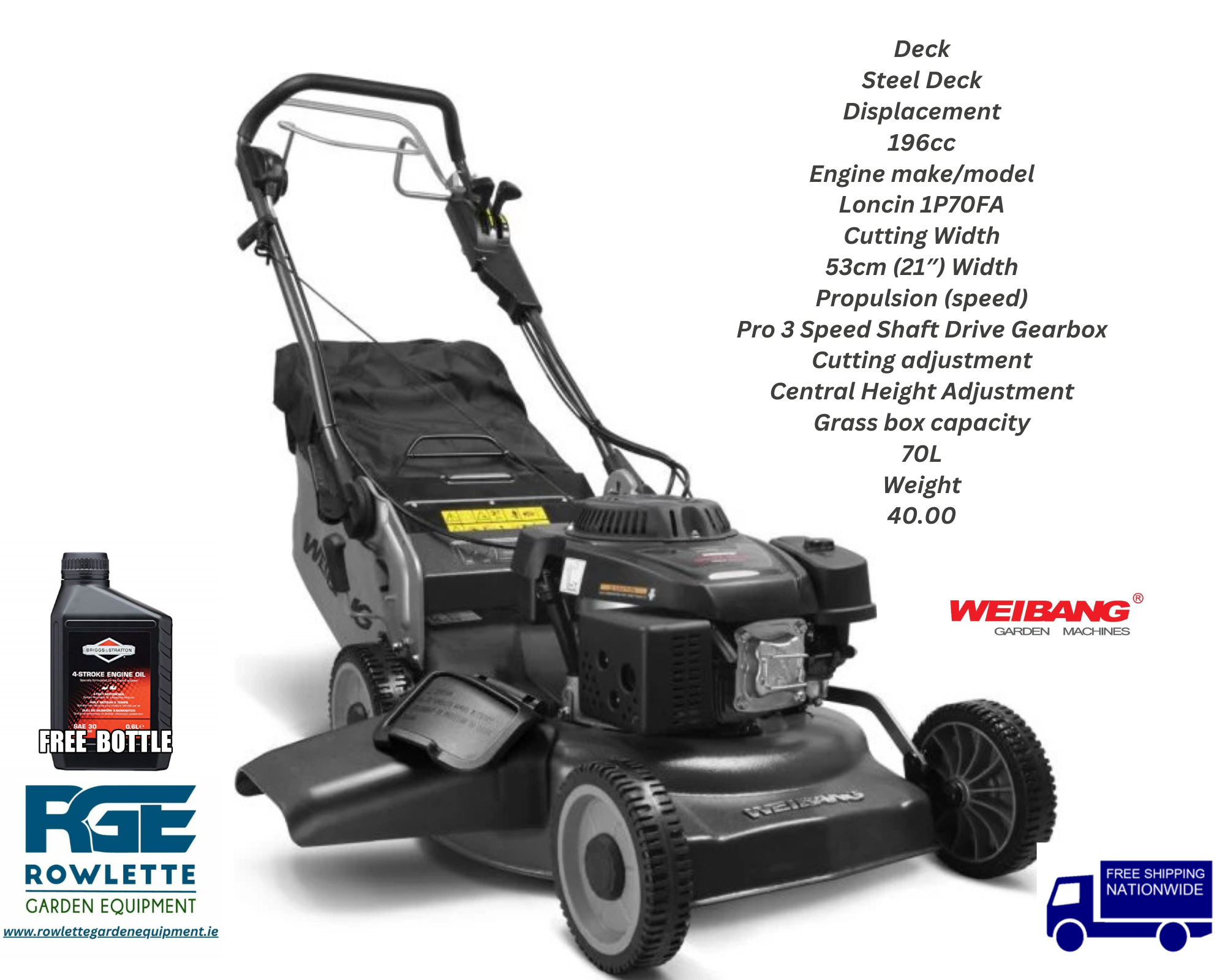 Weibang WB537SCV 21" BBC Pro Lawnmower