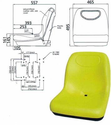 Yellow One Piece Seat 5/16"Bolt