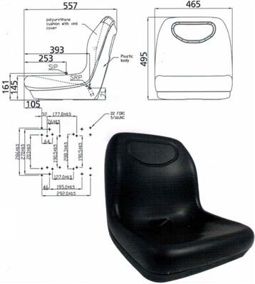 Vehicle Seats Black One Piece Seat 5/16" Bolt