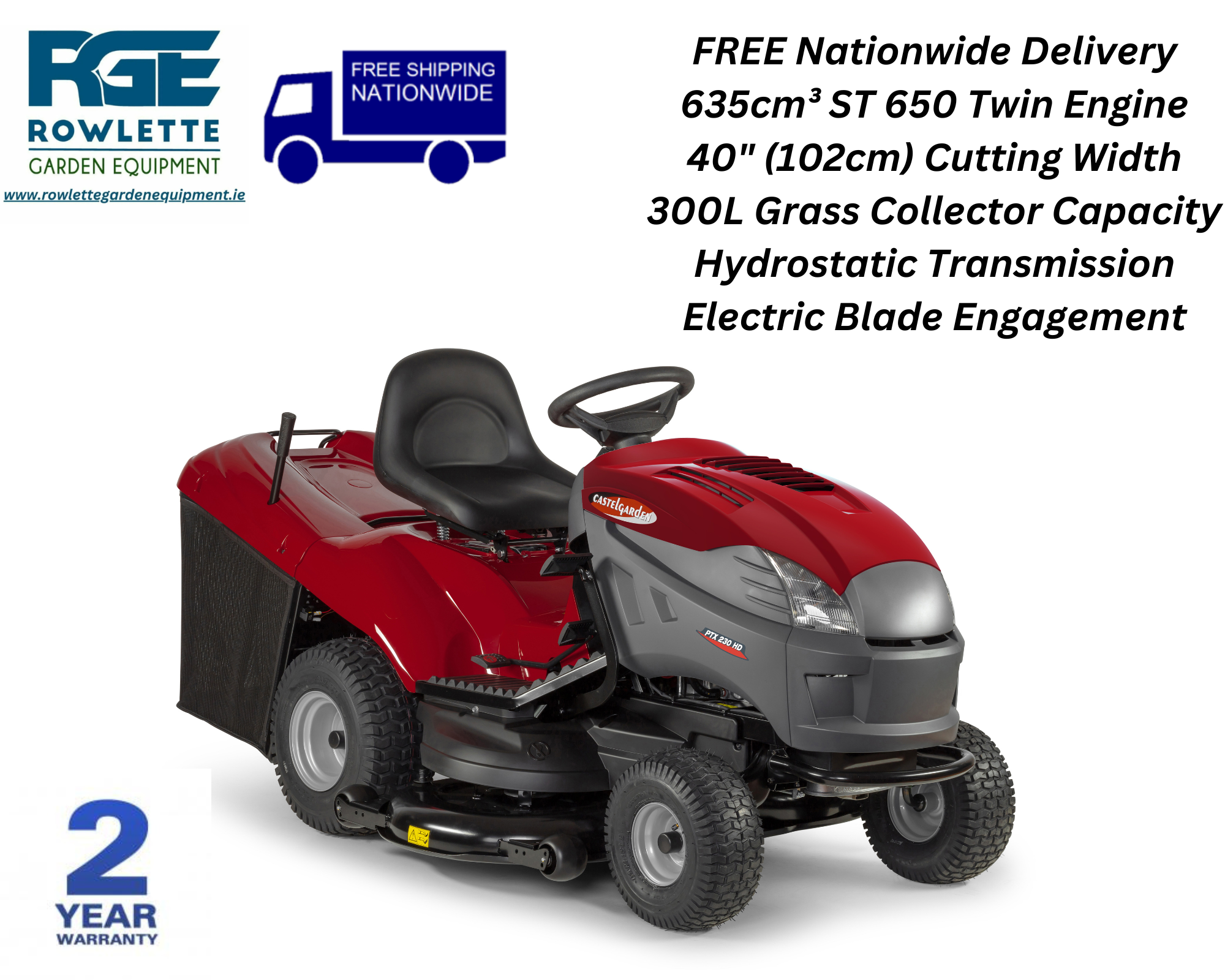 Castelgarden PTX210HD Petrol Ride-On Lawnmower