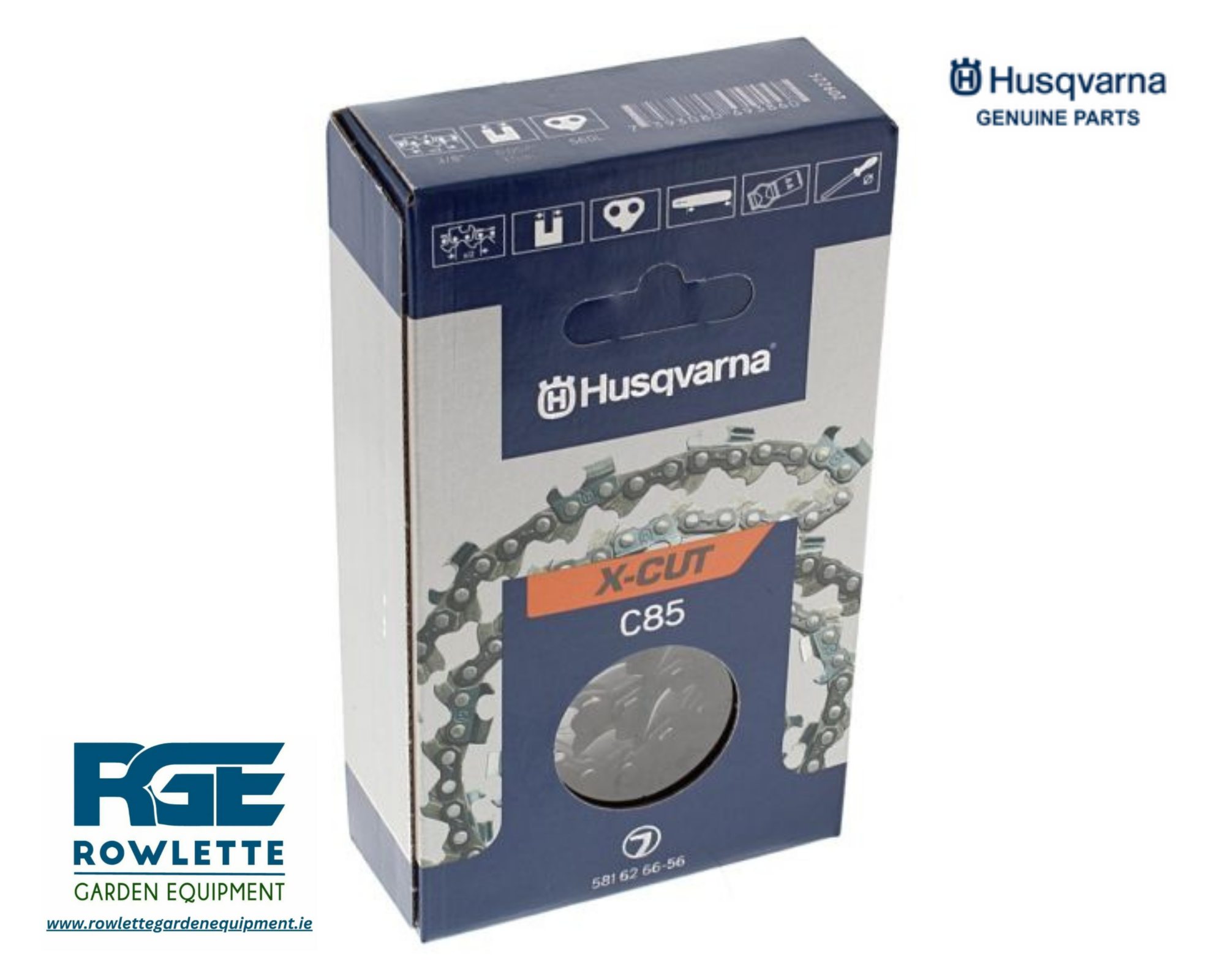 Genuine Husqvarna Saw Chain X-CUT C85 Chisel 3/8” 1.5mm 56 Drive Links