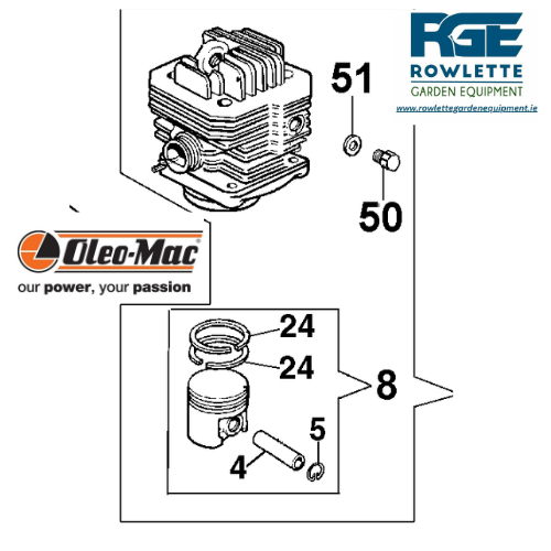 Genuine Oleo Mac Cylinder/Piston - 956